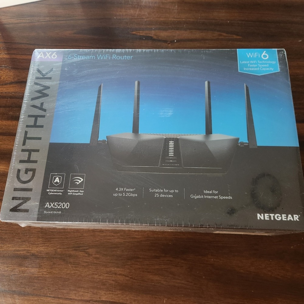 NETGEAR Nighthawk AX6 6Stream WiFi 6 Router (RAX48) AX5200 Wireless Speed Sealed
